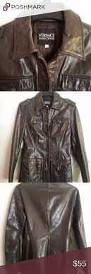 Versace Jeans Retro Leather Jacket Coat Distressed Leather Jacket Jackets Versace Jeans