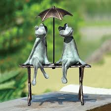 Three birds of a feather. Frog Couple Garden Statue Sculpture Whimsical Sitting 3 D Figurine Lawn Decor Yard Garden Outdoor Living Apexlab Home Garden