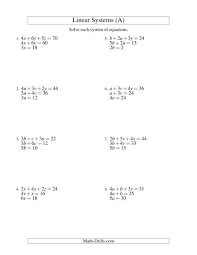 This set of worksheets is ideal for students of grade 7 and grade 8. Systems Of Linear Equations Three Variables Easy A