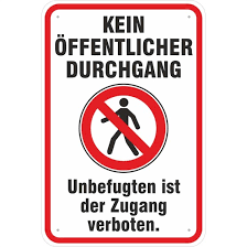 Schild Hinweisschild Kein Offentlicher Durchgang Mit Symbol 3 Mm Alu
