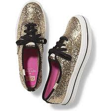 Especially these sneakers that look as good on the sidewalk as they do on the dancefloor. Keds X Kate Spade New York Champion Triple Glitter Keds Kate Spade Keds White And Gold Shoes