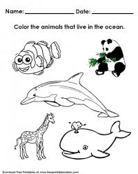 Coloring Animals Live In Water Worksheet Animals Live In Water Water Animals Preschool Animal Lessons