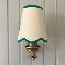 .scalloped lamp shade the oaks vintage faux silk scalloped shades are made from high quality lined fabric and have a reversible gimbal to allow the lamp shade to be either used on. Green Scalloped Hand Made Candle Clip Lampshade For Wall Lights And Chandeliers Carbon Velvet