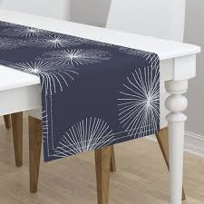 Mid Century Modern Table Runner Dandelions Navy White By Friztin Circle Snowflake Cotton Sateen Table Runner By Spoonflower Mid Century Modern Table Modern Table Runners Modern Table