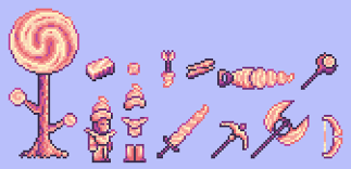 Cotton Candy Set Version 2 Now With Tree Wood Arrow Bow Pickaxe Drill And Cotton Candy Staff Terraria In 2020 Terrarium Cotton Candy Drill