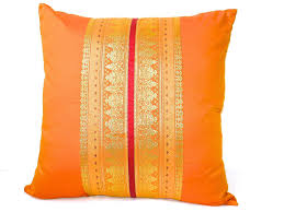 Decorative Throw Pillow Indian Sari Pillow Cover Throw Pillow Cushion Cover Mustard Burgundy Gold Orange 18x18 Pillows Cushion Cover Designs Throw Pillows