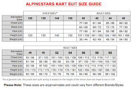 Alpinestars Size Charts Mk Racewear