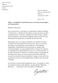 Lettre De Motivation Plongeur En Restauration Modele De Lettre
