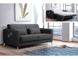 Canapé lit convertible couchage quotidien. Timo Canape 3 Places Convertible Ouverture Express Couchage Quotidien Scandinave Couleur Gris Fonce Vente De Lisa Design Conforama