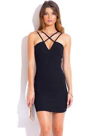 Can T Be Caged Trendy Cute Black Strappy Caged Sweetheart V Neck Fitted Bodycon Pencil Clubbing Mini Dress Fashion 1015 Mini Dress Dresses Short Mini Dress