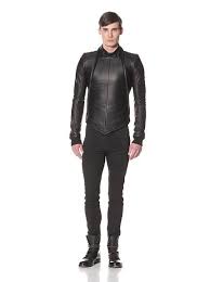 Gareth Pugh Bib Jacket Supple Leather Jacket With A Zip Removable Bib Stand Collar Pointed Front Hem Ribbed Cuf Leather Outerwear Fashion Leather Fashion