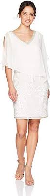 J Kara Women S Petite Pop Over Short Cocktail Dress Ivory Silver 12p At Amazon Women S Clothing S Fashion Clothes Women Short Cocktail Dress Short Mini Dress