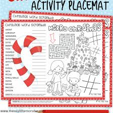 Thanksgiving is a time of thanks and is. Printable Christmas Activity Placemats Messy Little Monster