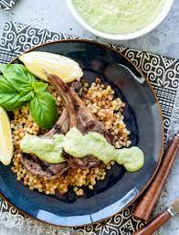 Check spelling or type a new query. Magical Herb Tahini Grilled Lamb Chops With Israeli Couscous