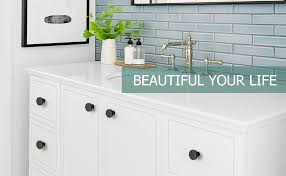 Hardware is an essential accessory for any room, adding whether you're looking to update an older bathroom vanity or working on a full kitchen remodel, hardware like drawer pulls, cabinet knobs, and. Goldenwarm Cabinet Door Hardware Black Kitchen Cabinet Knobs Ls5310bk Euro Bathroom Cabinet Knobs Solid Small Cabinet Knobs Mushroom Drawer Knob For Cupboard 1 27in Pack Of 10 Amazon Com