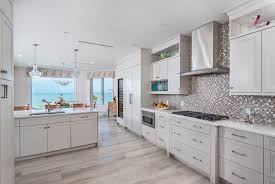 purple kitchen with gray cabinets