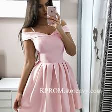 Baby Pink Short A Line Cocktail Dress Satin Homecoming Dress 8th Grade Prom Dress Mini Homecoming Dresses Hoco Dresses Satin Homecoming Dress