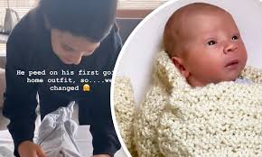 Alec Baldwin S Wife Hilaria Shares New Photos Of Her Fifth Child As Well As His Name Daily Mail Online Rafa can't be seen because he was too busy poking the baby's eyes, but hilaria assured fans her son met his brother.