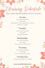 Simple Cleaning Schedule Whether You Have A Full Time Job