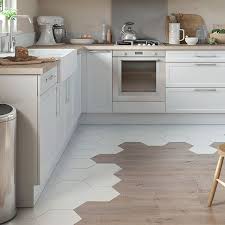 Sol Ceramique Hexagonale Et Bois Imbrique Carrelage Hexagonal Carrelage Ceramique Plancher