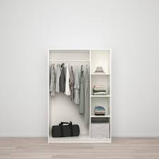 Crafted of manufactured wood with crisp white, deep black and rich espresso laminate. Kleppstad Wardrobe With 3 Doors White 117x176 Cm Ikea