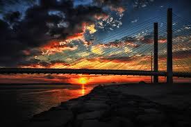 Sunset Bridge At Indian River Inlet