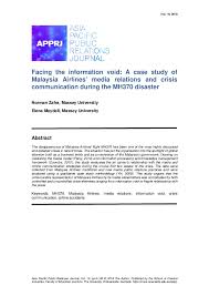 Often featuring articles on political events, crime, business, art, entertainment, society, and sports. Pdf Facing The Information Void A Case Study Of Malaysia Airlines Media Relations And Crisis Communication During The Mh370 Disaster Norman Zafra Academia Edu