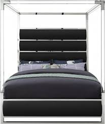 Black king canopy bed frame. Buy Meridian Encore King Canopy Bed In Black Faux Leather Online