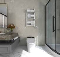 Bathroom Wall Mounted Flat 8 Bar Smart Heated Towel Rack with Top Shelf