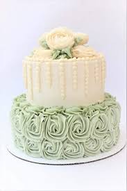 Simple buttercream wave wedding cake. Beautiful Sage And Ivory 2 Tiered Wedding Cake With Buttercream Roses 15 Per 8inch Layer 10 Pe Tiered Cakes Birthday Buttercream Wedding Cake Tiered Cakes