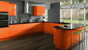 Brighten Your Home With These Orange Kitchen Designs Enthralling Orange Kitchen Design Idea With Purple Kitchen Decor Purple Kitchen Commercial Kitchen Design