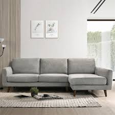 The anchor of any living room, sofas are central for both giving everyone a seat during a movie marathon or game night, while also tying together your space's look. Mid Century Modern Preston Light Gray Sectional Sofa Right Chaise Ash1105
