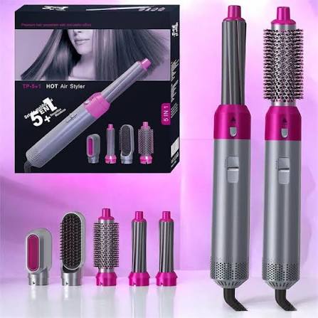5 in 1 Hot Hair Styler Set QR59/- 5 in 1 Hair Dryer Styling Brush Air Comb Hot  Air Comb One Step Dryer and Straightening Brush Salon Hair Curler  Highlights ✓5 In