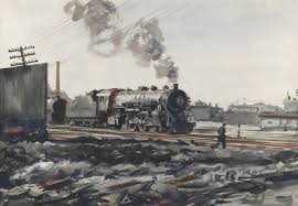 Reginald Marsh 1898 1954 Railroad Yard Railroad Art Train Art Urban Landscape