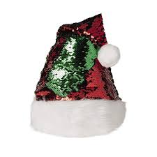 Gold sparkly santa hat with a ribbed brim and fluffy pom pom the body is shades of brown and gold sparkle the ribbed brim is solid brown the tassel pom pom is gold sparkle not just for christmas; Wonderland Reverse Sequin Santa Hat The Warehouse