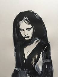 Black And White Acrylic Painting Portrait Woman Portrait Painting Acrylic Painting Original Watercolor Painting Black And White Portr Portrait Painting Watercolor Portraits Black And White Portraits