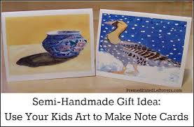 She has been scrapbooking since 1997, the dreaded era of photos cropped with deco scissors. Use Kids Art To Make Note Card Sets