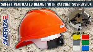 Ameriza Guard Safety Ventilated Helmet With Textile Ratchet Suspension Hdpe Material Safety Helmet Helmet Ventilation