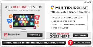 Html5 Multipurpose Banners Gwd 7 Sizes Google Web Designer Multipurpose Banner Banner Ads