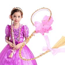Rapunzel and flynn tangled in her hair pin. Girls Disney Princess Wig Headband Hair Plait With Pink Flower For Kids Costume Accessary Wigs Accessories Themes Costumes Au