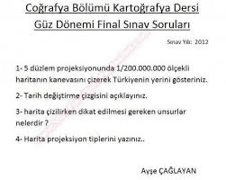Kartografya Dersi Sorulari Kartografya Cografya Harita
