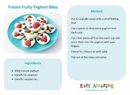 Frozen Fruity Yoghurt Bites Easy Recipe For Kids With Free Printable Recipe Sheet From Eats Amazing Uk Kids Cooking Recipes Easy Meals For Kids Kids Meals