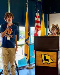 Scott passed the gavel and Lion President Mary Hollen led her first meeting  of the new year last night.