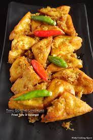 Tahu Goreng Lengkuas Fried Tofu In Galangal Recipe Fried Tofu Indonesian Food Recipes