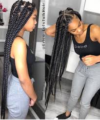 Big Box Braids Black And Grey Voiceofhair Stylists Styles On Instagram Extra Long Triangle Box Braids By Eric Braided Hairstyles Big Box Braids Hairstyles Black Girl Braided Hairstyles
