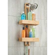 Mdesign Bathroom Shower Caddy For Shampoo Conditioner Soap Natural Bamboo Hanging Shower Caddy Bamboo Shower Caddy Shower Storage
