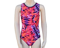 Gymnastics Leotard For Girls Red Plum Tie Dye