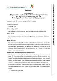 Der bundeskanzler wird dagegen erst später gewählt. Leitfaden Zu Den Wahlen Auf Feuerwehrebene
