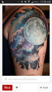 Night Sky Tattoo Sky Tattoos Realistic Moon Tattoo Full Moon Tattoo