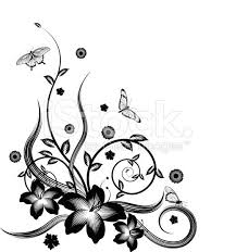 Black And White Vector Art Design A Gorgeous Single Colour Silhouette Corner Flower Design With Floral Art Design Butterfly Clip Art Flower Drawing